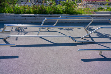 Scenic view of public park named Ueberlandpark with playground on a sunny spring morning. Photo...