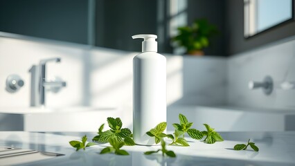 Shampoo Bottle Mockup in Modern Bathroom