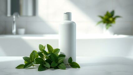 Shampoo Bottle Mockup in Modern Bathroom