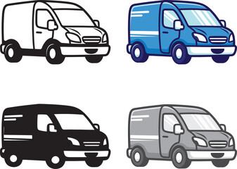 set of  delivery vans or trucks vector