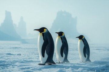 Obraz premium penguins on the snow