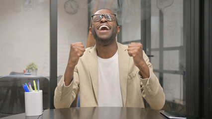 Portrait of Celebrating Mature Adult African Man