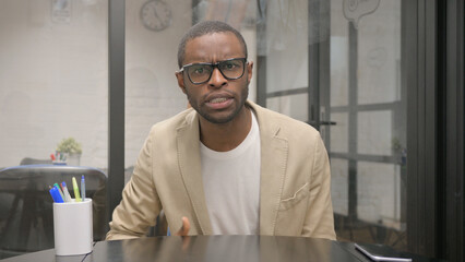 Portrait of African Man Doing Argument