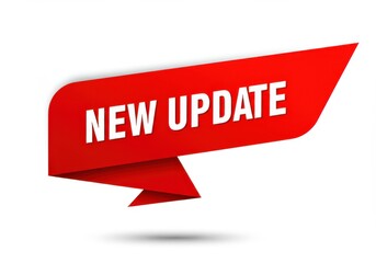 Red banner with the words new update in white letters