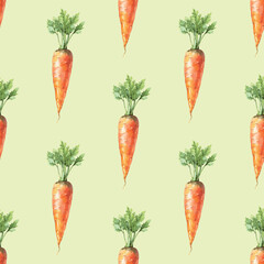 Watercolor Carrot Vector Seamless Pattern