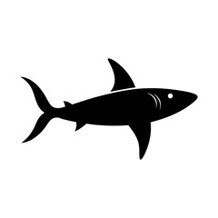 Fototapeta premium Simple Black and White Shark Silhouette Illustration for Marine Life and Ocean Conservation Projects and Designs
