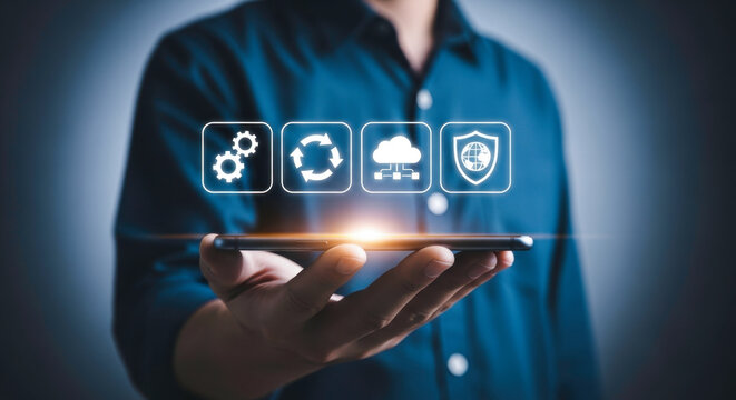 Cloud computing services data security automation it solutions system integration technology concept