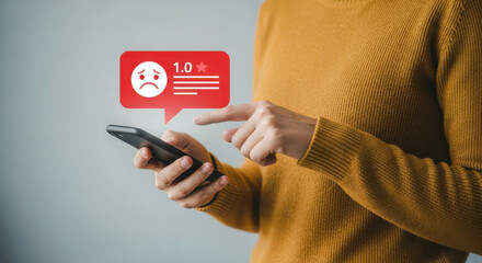 Negative feedback review rating bad customer service experience online reputation management on smartphone app
