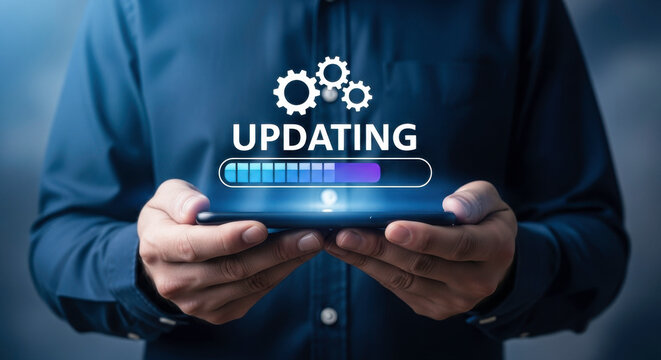 Updating software update system update upgrade technology process installation progress bar concept