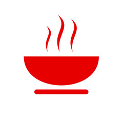 Black single hot soup dish line icon, simple outline fresh side dish soup flat design pictogram, infographic vector