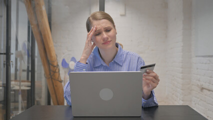 Young Woman Reacting to Disturbed Online Banking, Online Shopping