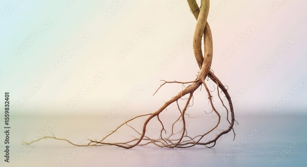 Poster robust tree roots with intertwining branches symbolizing strength and connection. foundation and gro