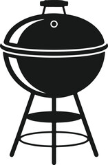 Classic black silhouette of a round kettle barbecue grill on a stand