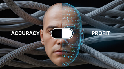 Bald head with privacy slider and digital grid