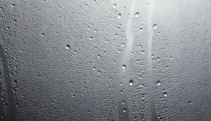 Condensation, fog, and moisture create a delicate, seamless background on the glass surface. The closeup view reveals intricate patterns formed by tiny water droplets, enhancing texture and subtle atm