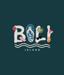 Bali Island Use for tee print, sticker, poster. Vector illustration