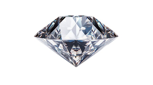 Faceted diamond sparkles against a pure Isolated on transparent Background , symbolizing luxury and wealth.