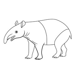 Cute Tapir Silhouette line art black vector illustration