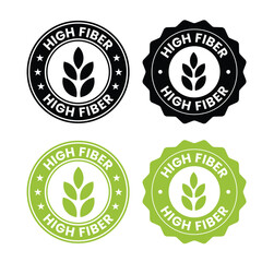High fiber icon or High fiber label vector isolated in flat style. High fiber icon for product packaging design element. High fiber label for packaging design element.