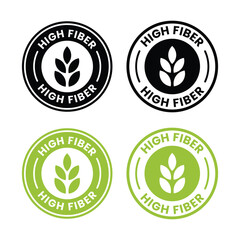 High fiber icon or High fiber label vector isolated in flat style. High fiber icon for product packaging design element. High fiber label for packaging design element.