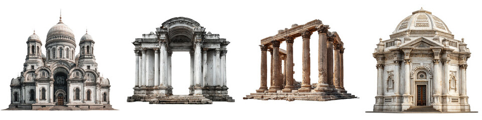 Ancient Architectural Structures: Isolated Historical Buildings Set