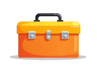 Orange toolbox with black handle illustration, great for mechanic, tool, and construction visuals. Generative AI