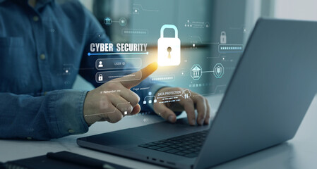 Protecting herself from cyber attacks. Documents confidentiality,cyber security protection concept. Software for security, searching and managing corporate document and employee information.