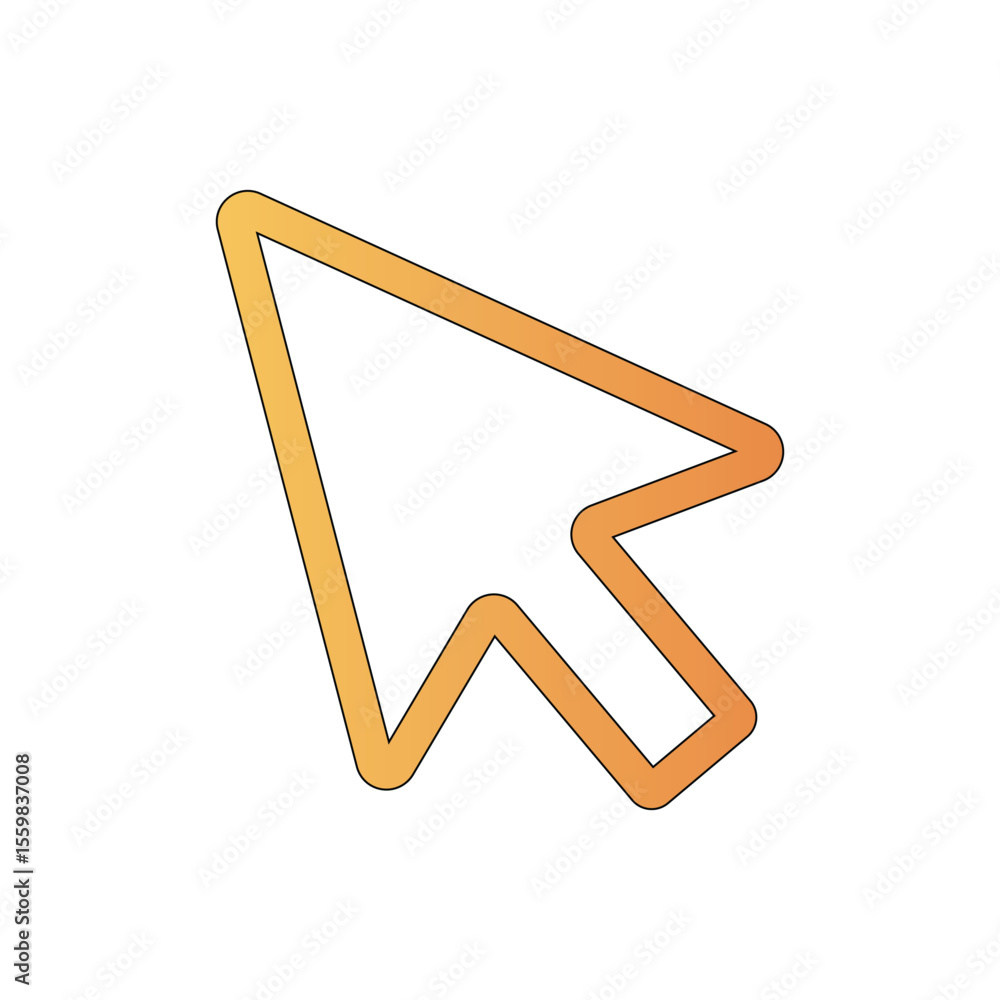 Fototapete gradient gold outlined cursor pointer icon vector