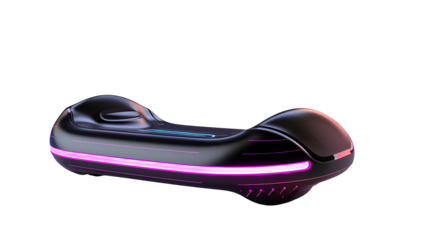 Futuristic hoverboard design with neon lights Isolated on transparent Background