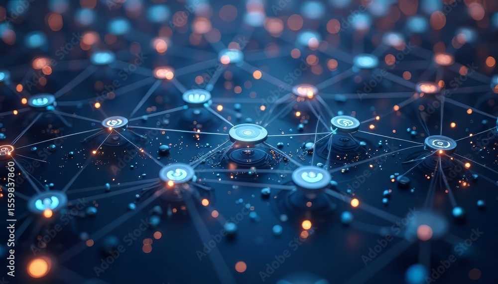 Poster network nodes connection artificial intelligence