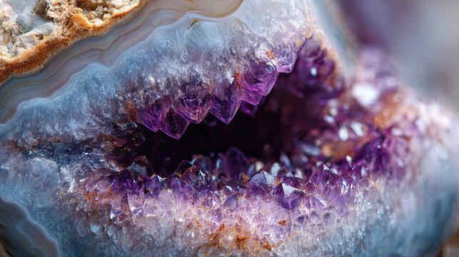 Amethyst Geode Macro: Purple Crystal Cave Texture