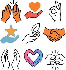 Obraz premium Hands of Harmony Grid – A Language of Care, Unity, and Celebration