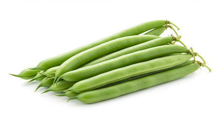 Fresh Green Beans on White Background – Healthy Organic Vegetable
