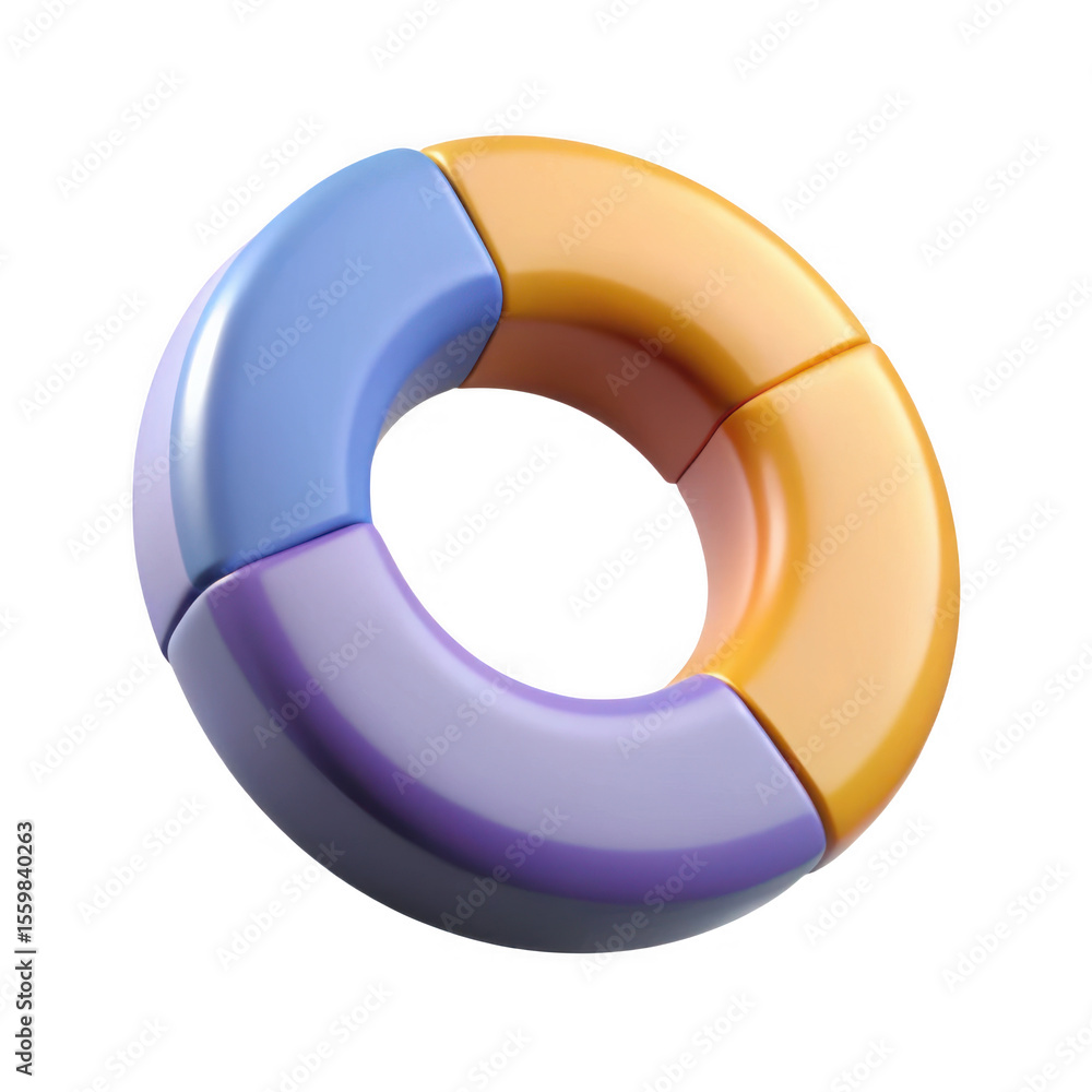 Poster 3d abstract colorful ring shape isolated on transparent background