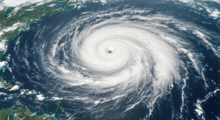 Hurricane aerial view over ocean