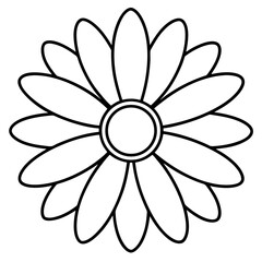 Line Art Vector of Daisy with Round Center