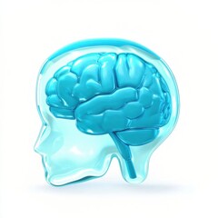 Obraz premium 3D Brain Inside Transparent Human Head. AI generative