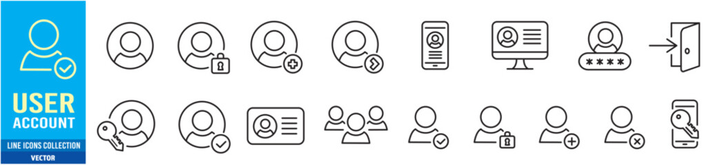 User account icon set. Avatar icons collection. Editable vector icon illustration.