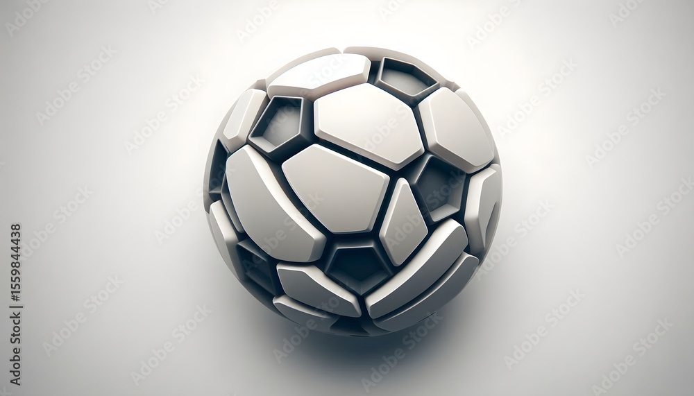 Poster detailed vector football icon rendered with soft gradients and dynamic form on bright gray surface f
