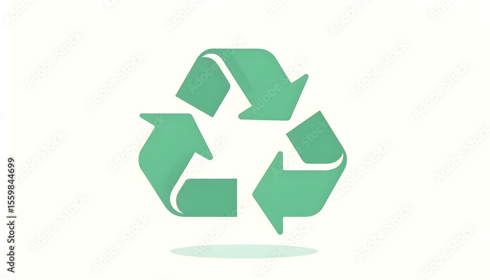Poster eco-friendly recycling icon showing a loop of three green arrows drawn in clean flat vector style on