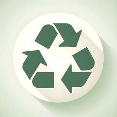 Fototapeta premium Minimal recycling symbol with circular green arrows placed on bright white surface representing environmental sustainability