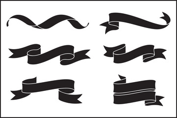 Retro Black Ribbon Clipart Bundle

