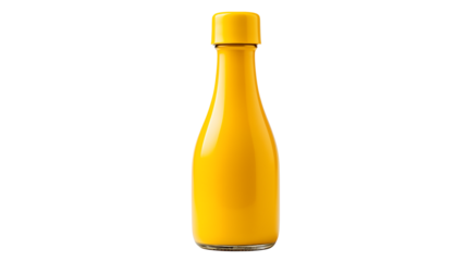 Yellow bottle featuring a vibrant liquid Isolated on transparent Background