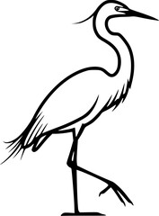 Obraz premium egret bird line art silhouette vector illustration 