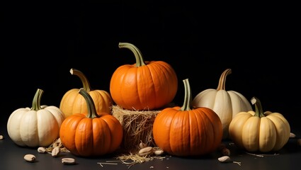 Minimalist Pumpkins on Hay Bales