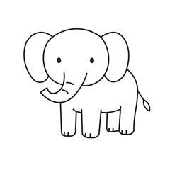 Obraz premium Elephant Doodle Isolated on White Background