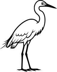 Obraz premium egret bird line art silhouette vector illustration 