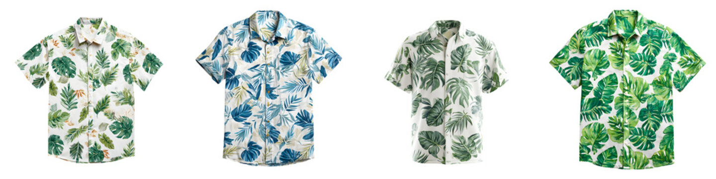 Fototapeta Tropical Leaf Patterned Shirts: Summer Fashion Apparel Collection