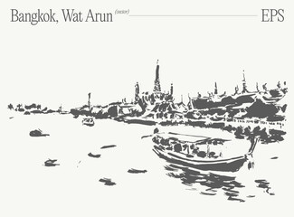 Discover the stunning scenic view of Wat Arun in Bangkok A peaceful river snapshot awaits you