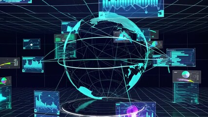 Digital global data visualization showing interactive graphs and analytics in real-time - Powered by Adobe